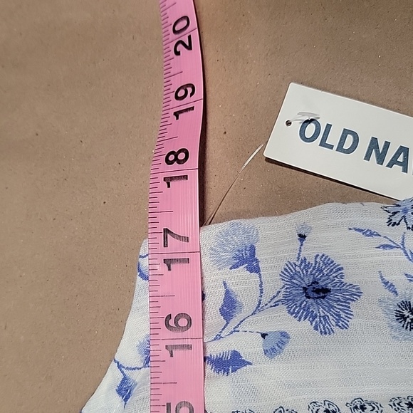 Old Navy Size S White with Blue Floral Stripe Pattern Halter Tank Top, NEW - Picture 8 of 12
